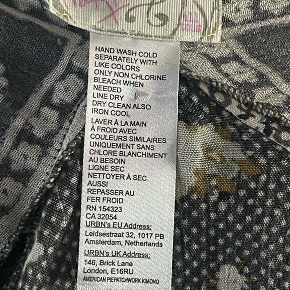 Free People American Pie Patchwork Kimono Duster Gray Black Purple OS - Picture 9 of 9